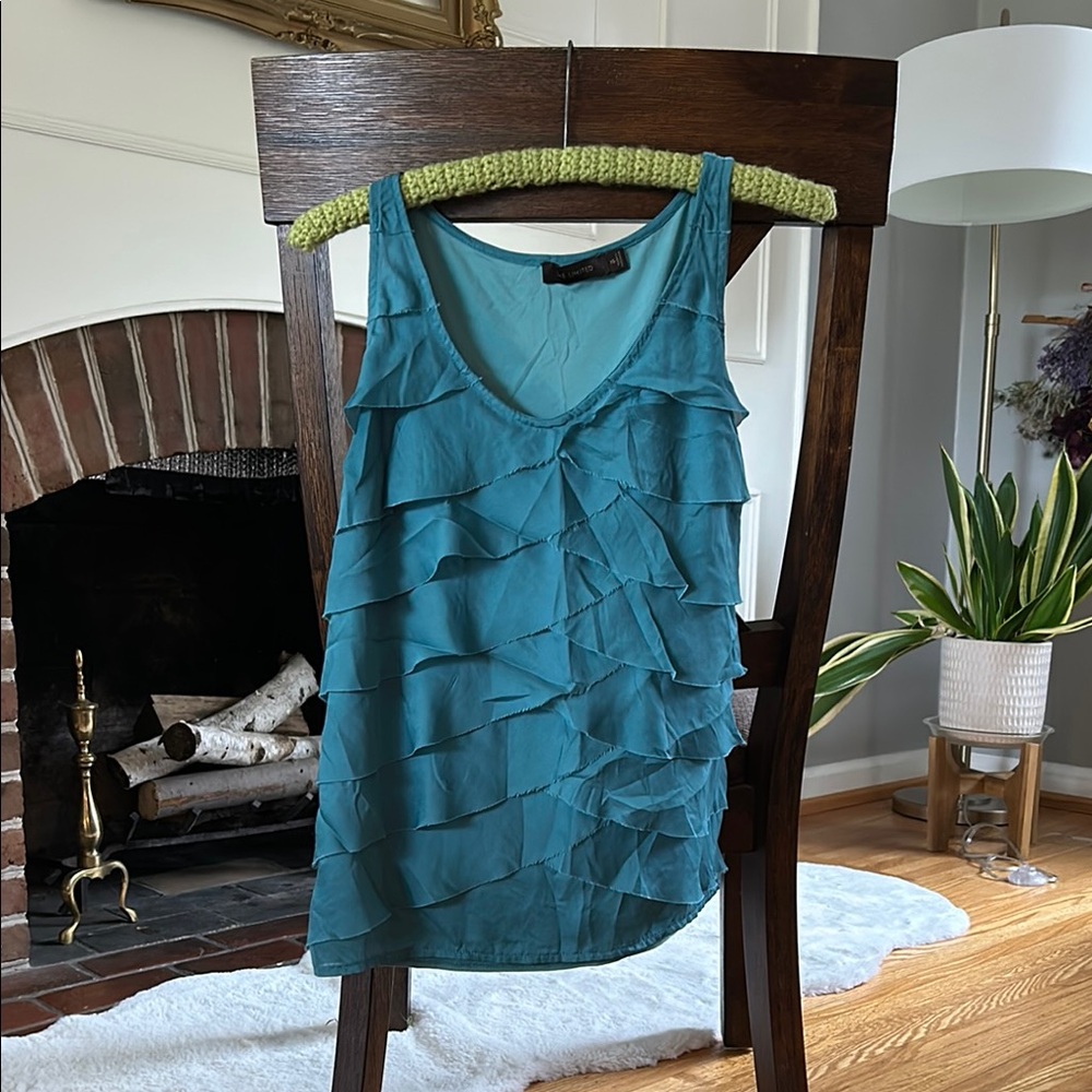 Teal Sleeveless Ruffle Top